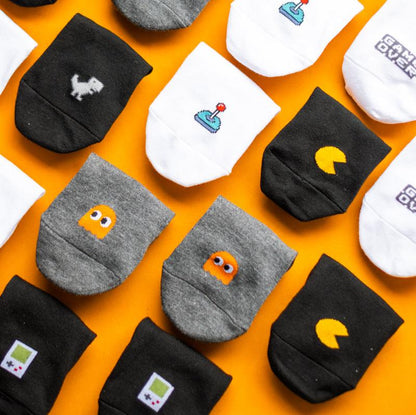 Below the Ankle Hidden Invisible No-Show Cotton Foot Socks with Retro Game Print