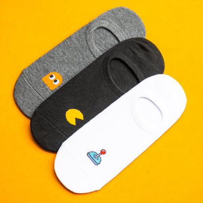 Below the Ankle Hidden Invisible No-Show Cotton Foot Socks with Retro Game Print