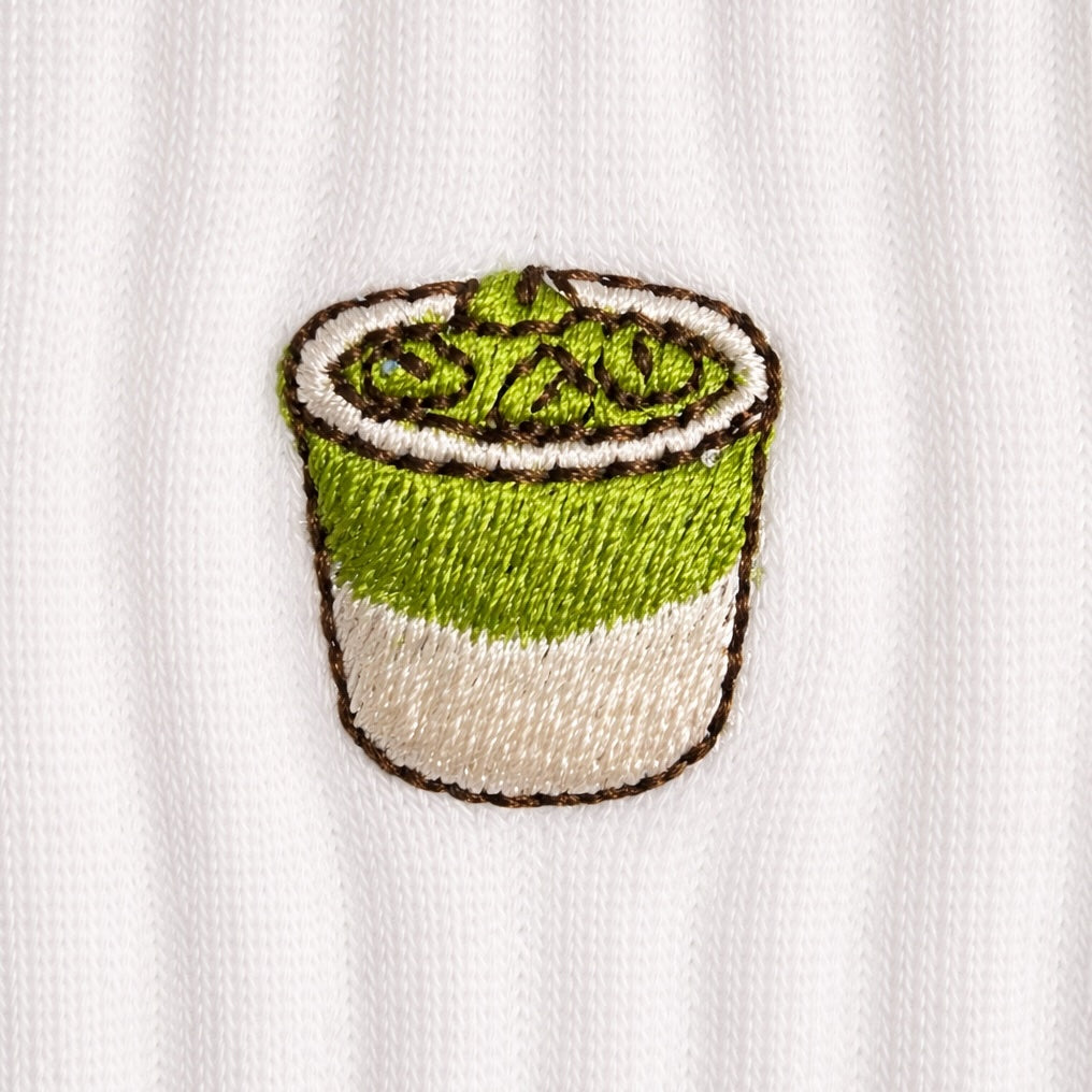 Iced Matcha 2 Embroidered Premium Cotton Socks | Caffeine Club Collection