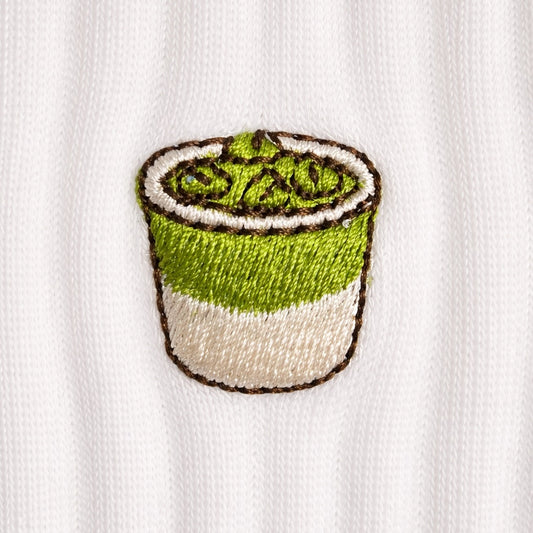 Iced Matcha 2 Embroidered Premium Cotton Socks | Caffeine Club Collection