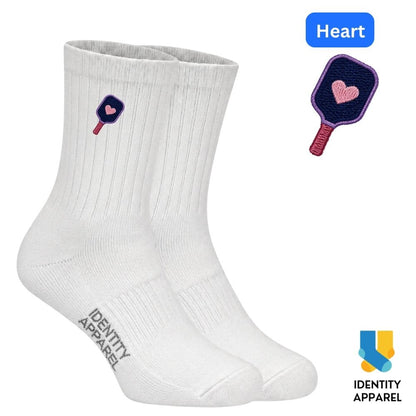 Heart | The Dink Collection | Pickleball Embroidered Premium Cotton Socks