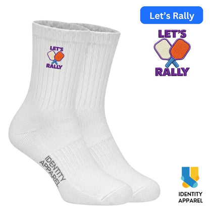 Let's Rally | The Dink Collection | Pickleball Embroidered Premium Cotton Socks