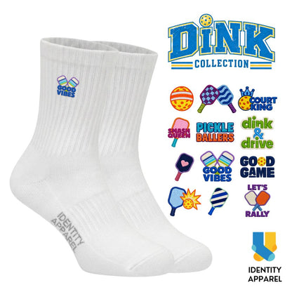 Dink & Drive | The Dink Collection | Pickleball Embroidered Premium Cotton Socks