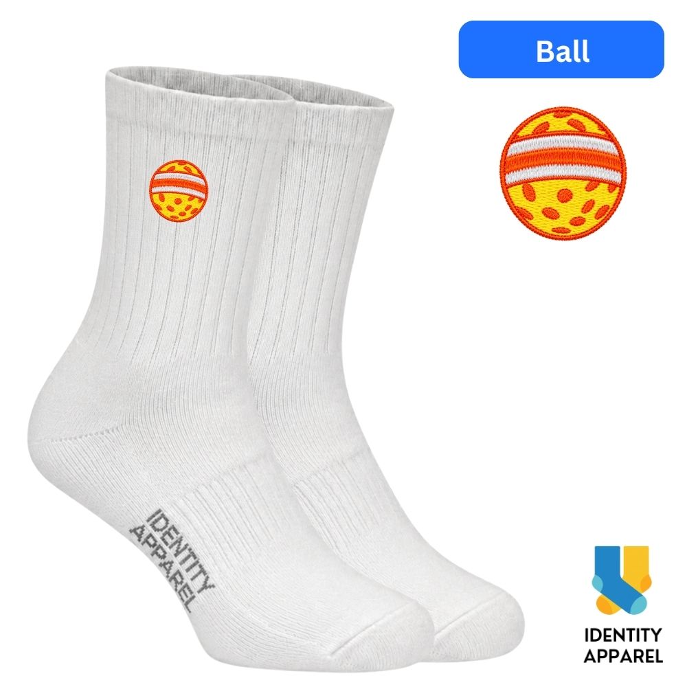 Ball | The Dink Collection | Pickleball Embroidered Premium Cotton Socks