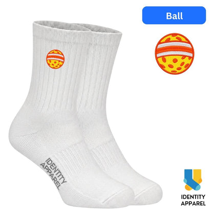 Ball | The Dink Collection | Pickleball Embroidered Premium Cotton Socks