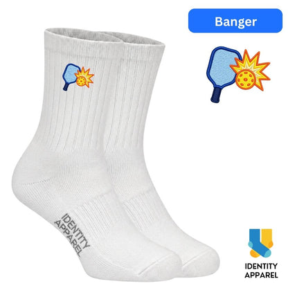 Banger | The Dink Collection | Pickleball Embroidered Premium Cotton Socks