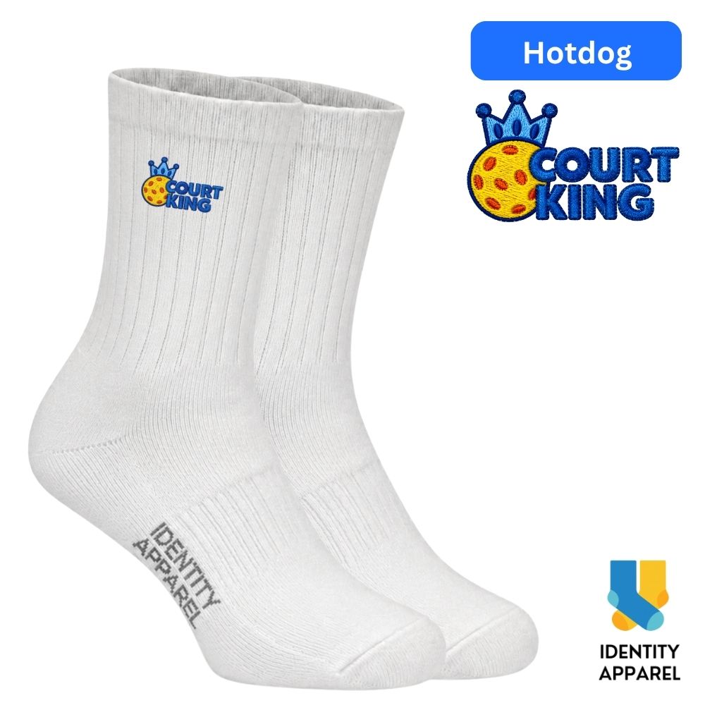 Court King | The Dink Collection | Pickleball Embroidered Premium Cotton Socks