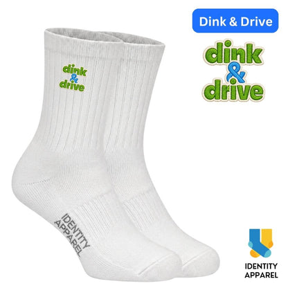 Dink & Drive | The Dink Collection | Pickleball Embroidered Premium Cotton Socks