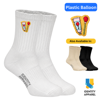 Plastic Balloon Embroidered Cotton Socks | Medyas ng Bayan Collection