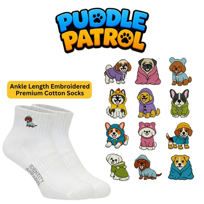 Puddle Patrol Collection Embroidered Premium Cotton Socks