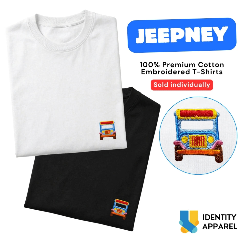Jeepney Embroidered Premium Cotton T-Shirt | Barangay Basics Collection