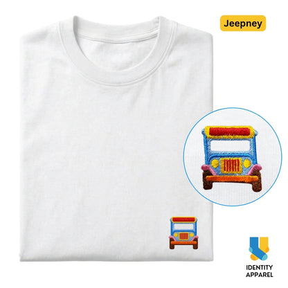 Jeepney Embroidered Premium Cotton T-Shirt | Barangay Basics Collection