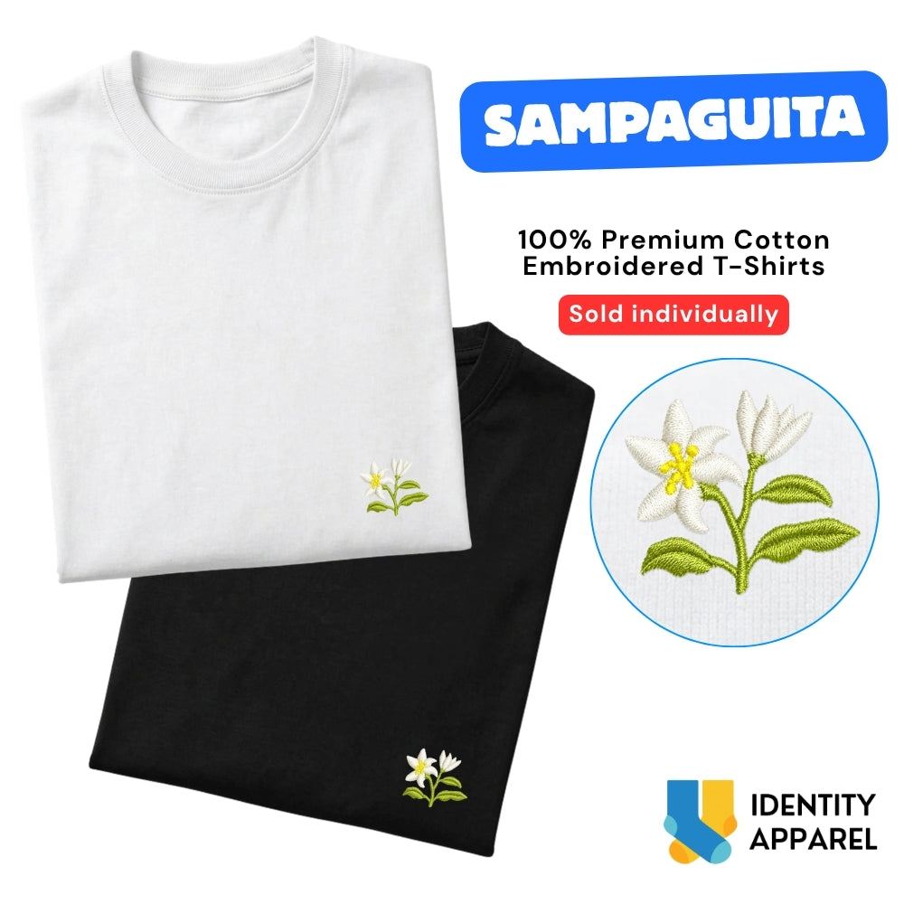 Sampaguita Embroidered Premium Cotton T-Shirt | Barangay Basics Collection