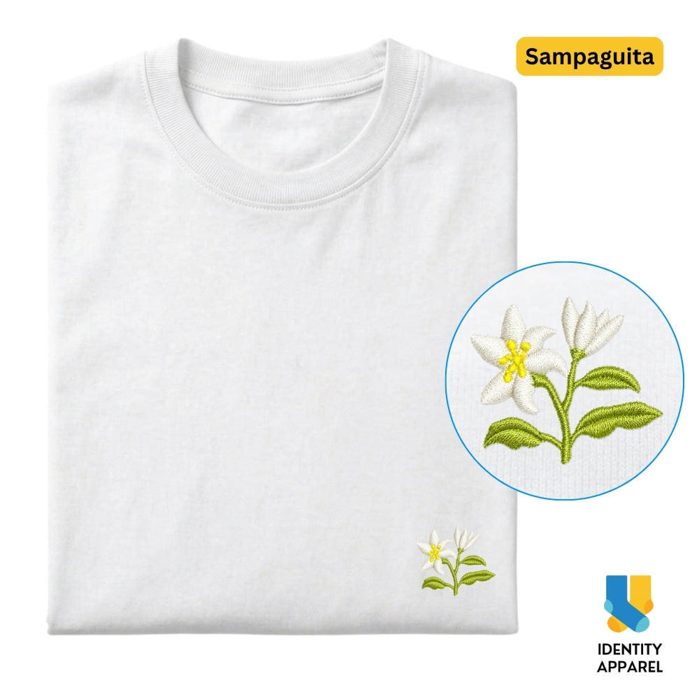 Sampaguita Embroidered Premium Cotton T-Shirt | Barangay Basics Collection