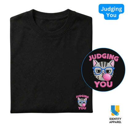 Judging You Embroidered Premium Cotton T-Shirt | Cattitude Collection