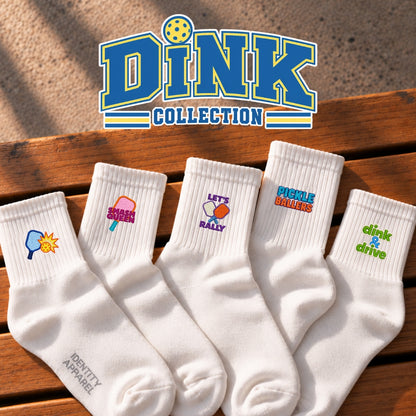 Ball | The Dink Collection | Pickleball Embroidered Premium Cotton Socks