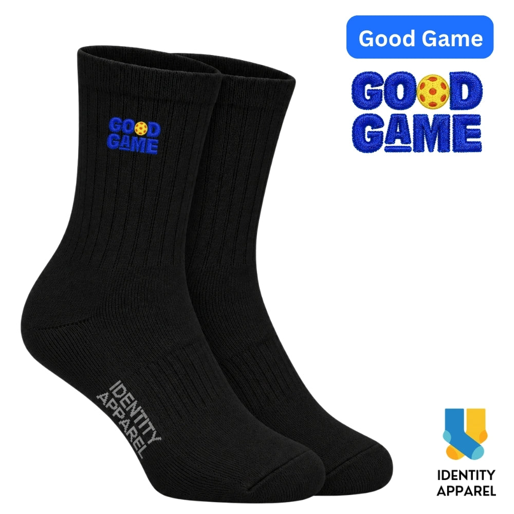 Good Game | The Dink Collection | Pickleball Embroidered Premium Cotton Socks