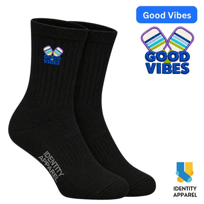 Good Vibes | The Dink Collection | Pickleball Embroidered Premium Cotton Socks
