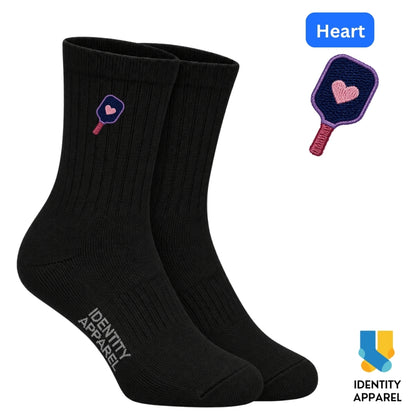 Heart | The Dink Collection | Pickleball Embroidered Premium Cotton Socks