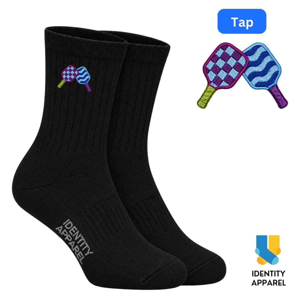 Tap | The Dink Collection | Pickleball Embroidered Premium Cotton Socks