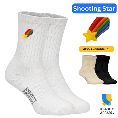 Shooting Star Embroidered Premium Cotton Socks | Pride Themed 'Love Wins Collection'