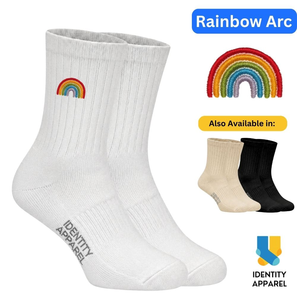 Rainbow Arc Embroidered Premium Cotton Socks | Pride Themed 'Love Wins Collection'