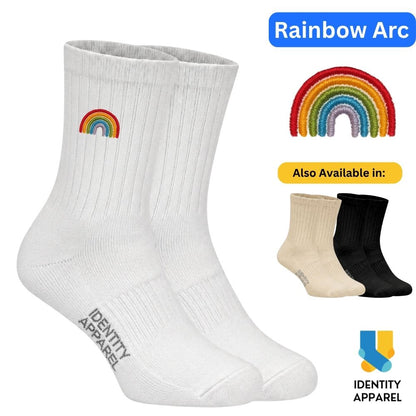 Rainbow Arc Embroidered Premium Cotton Socks | Pride Themed 'Love Wins Collection'