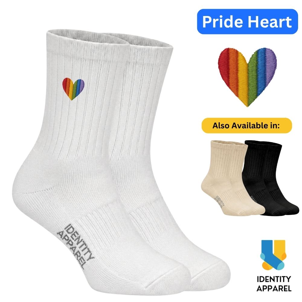 Pride Heart Embroidered Premium Cotton Socks | Pride Themed 'Love Wins Collection'