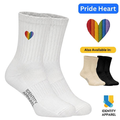 Pride Heart Embroidered Premium Cotton Socks | Pride Themed 'Love Wins Collection'