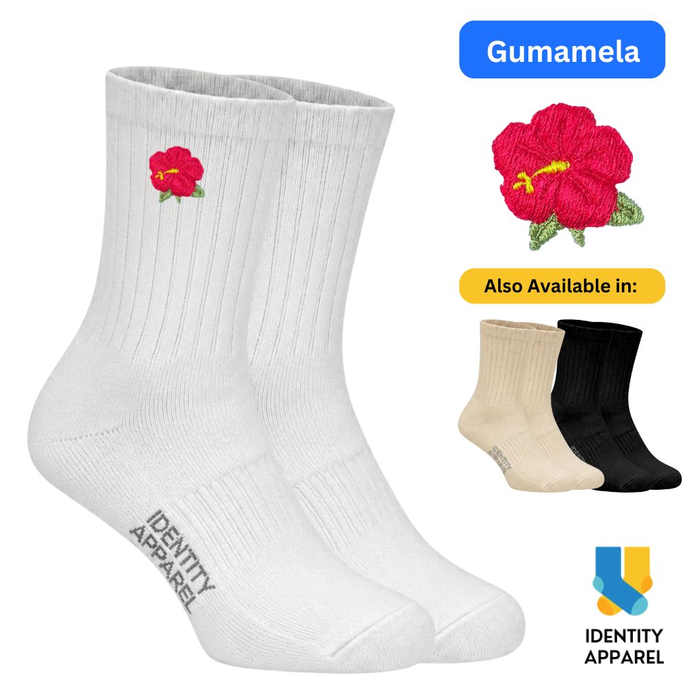 Gumamela Embroidered Cotton Socks | Tropical Blooms Collection