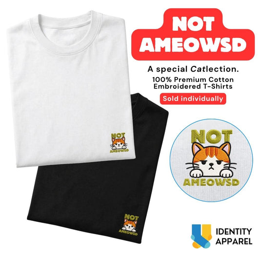 Not Ameowsd Embroidered Premium Cotton T-Shirt | Cattitude Collection