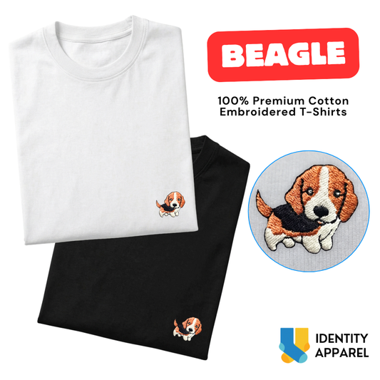 Beagle Embroidered Premium Cotton Plain T-Shirt
