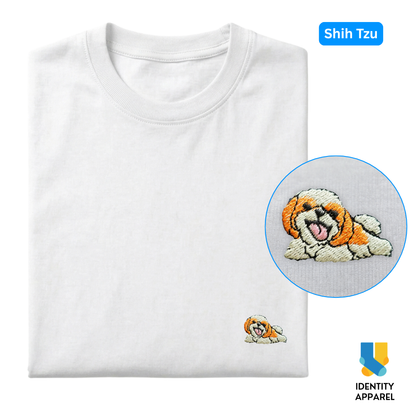Shih Tzu Embroidered Premium Cotton Plain T-Shirt