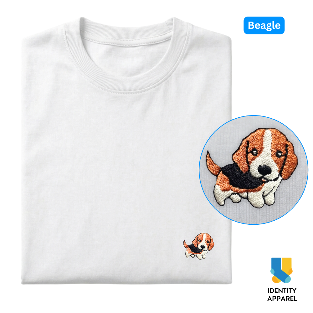 Beagle Embroidered Premium Cotton Plain T-Shirt