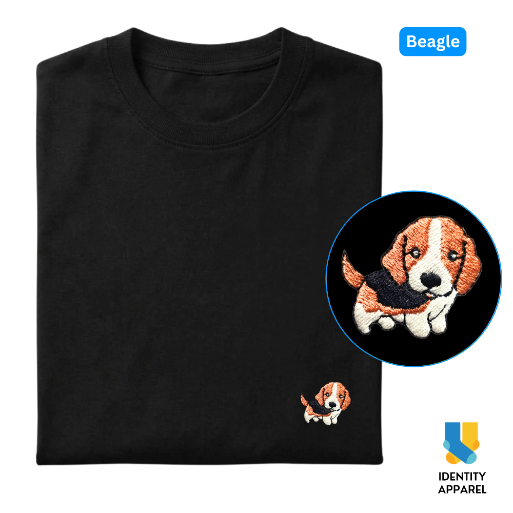 Beagle Embroidered Premium Cotton Plain T-Shirt