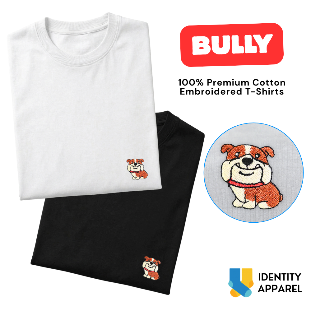 English Bully Embroidered Premium Cotton Plain T-Shirt