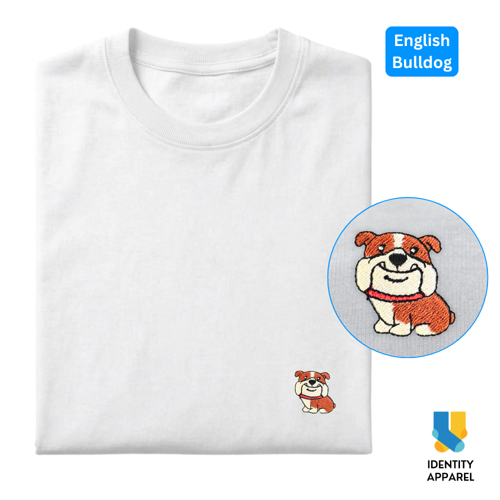 English Bully Embroidered Premium Cotton Plain T-Shirt
