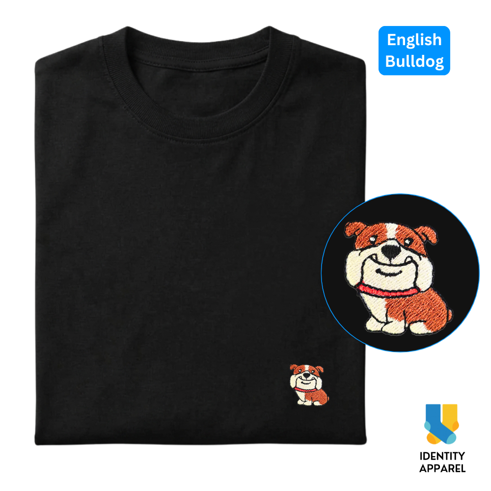 English Bully Embroidered Premium Cotton Plain T-Shirt