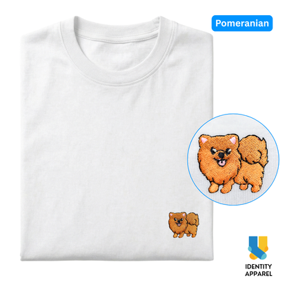 Pomeranian Embroidered Premium Cotton Plain T-Shirt
