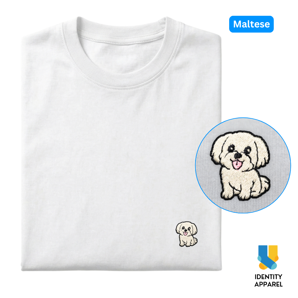 Maltese Embroidered Premium Cotton Plain T-Shirt