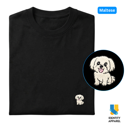 Maltese Embroidered Premium Cotton Plain T-Shirt