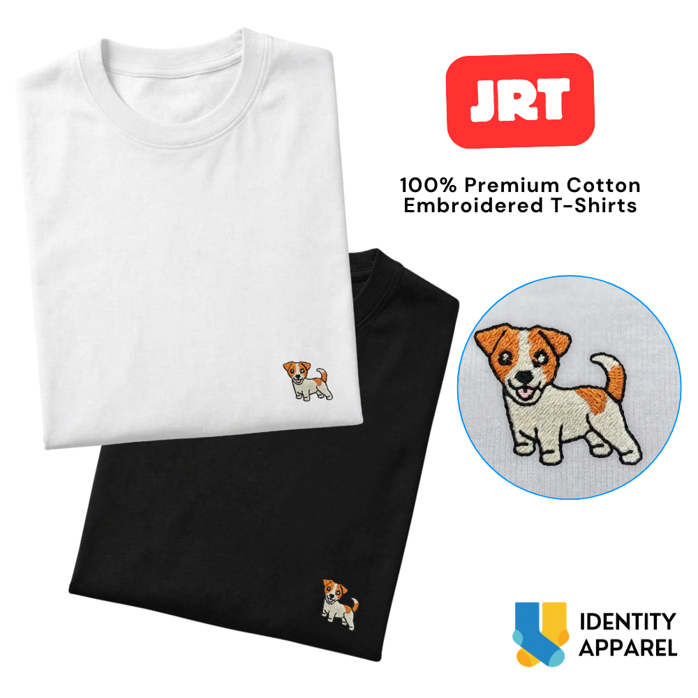 Jack Russell Embroidered Premium Cotton Plain T-Shirt