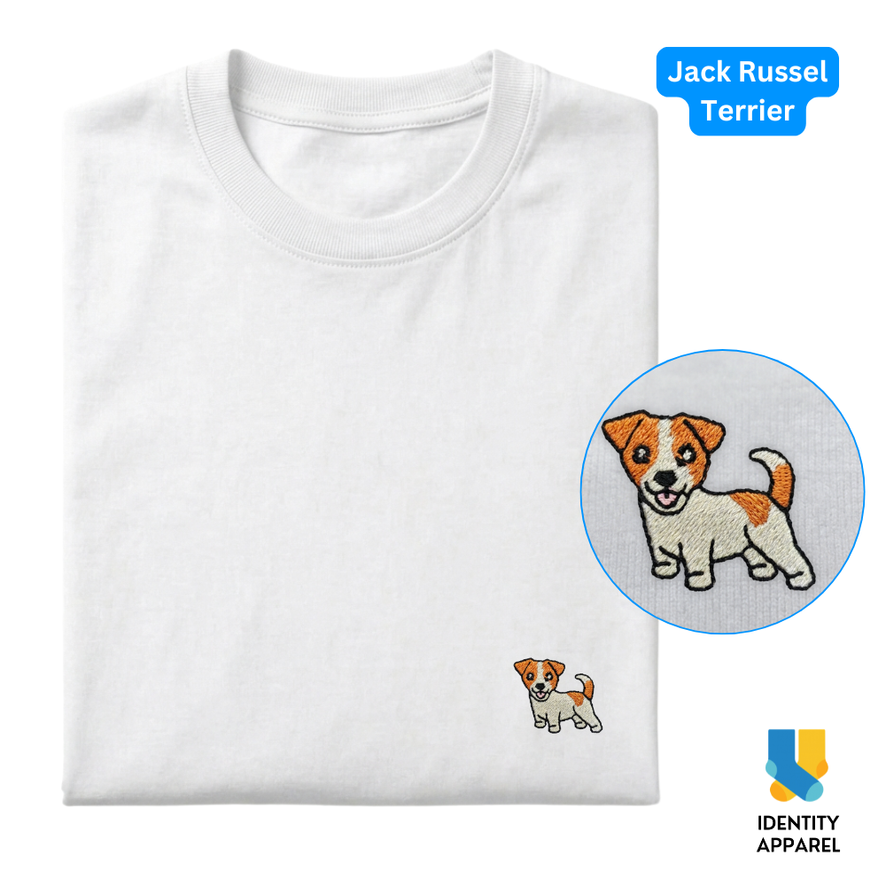 Jack Russell Embroidered Premium Cotton Plain T-Shirt