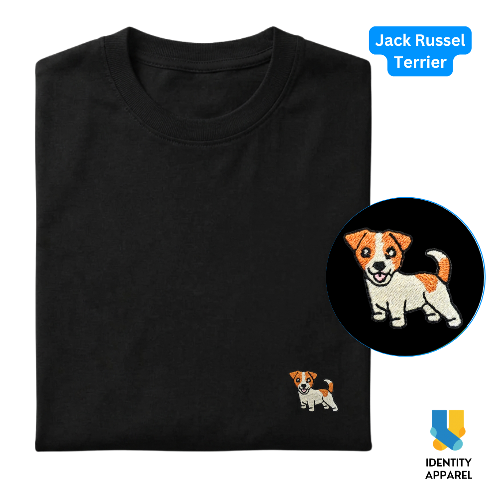 Jack Russell Embroidered Premium Cotton Plain T-Shirt
