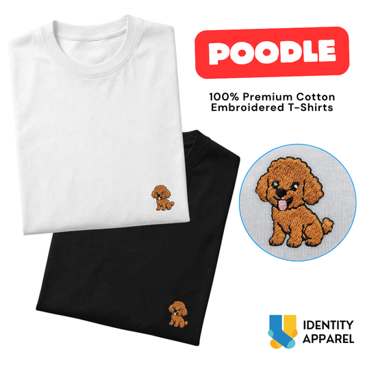 Poodle Embroidered Premium Cotton Plain T-Shirt