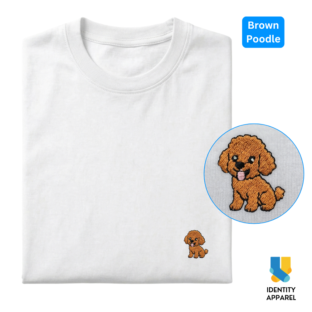Poodle Embroidered Premium Cotton Plain T-Shirt