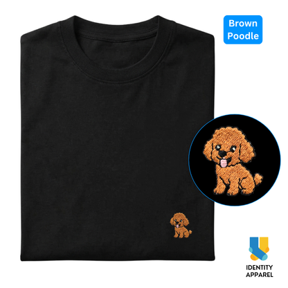 Poodle Embroidered Premium Cotton Plain T-Shirt