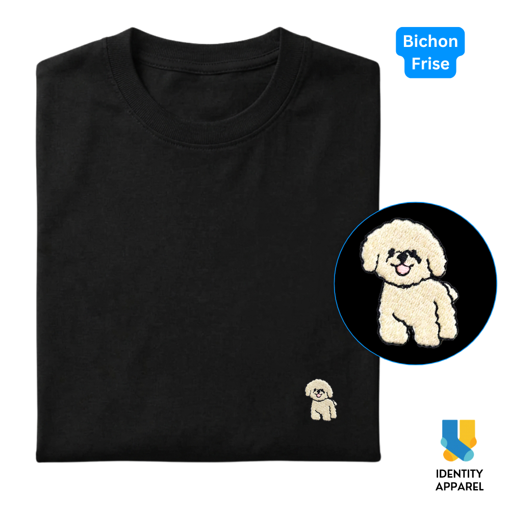 Bichon Frise Embroidered Premium Cotton Plain T-Shirt