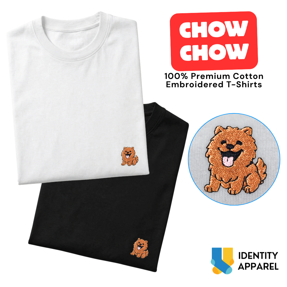 Chow Chow Embroidered Premium Cotton Plain T-Shirt