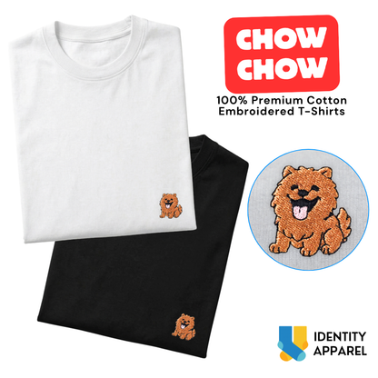 Chow Chow Embroidered Premium Cotton Plain T-Shirt
